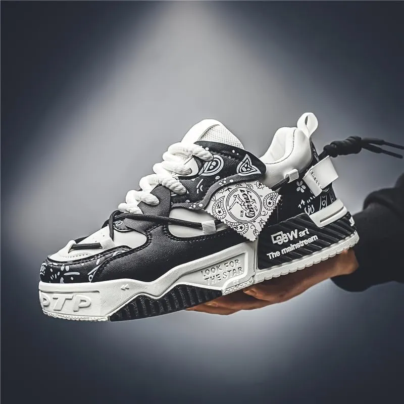 Fashion Skate Sneakers for Men- Versatile, Breathable & Comfortable for All Seasons | Lace-Up Casual Shoes with Durable PVC Sole, Skate Shoes Plus Size