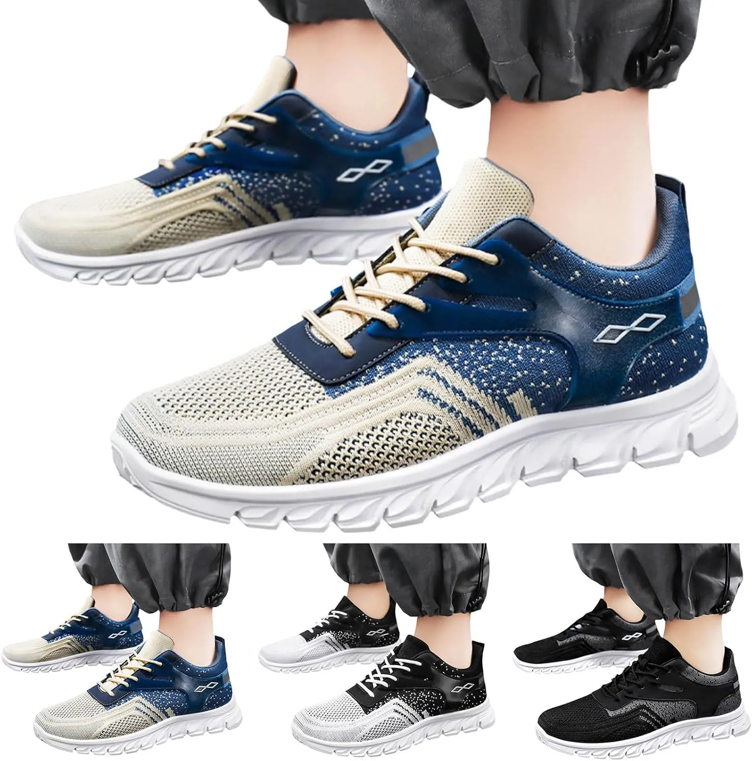 Fashion Sneaker Lace-Up Men Sports Shoes Fashionable New Pattern Simple Color Matching Flat Bottom Comfortable Lace Up