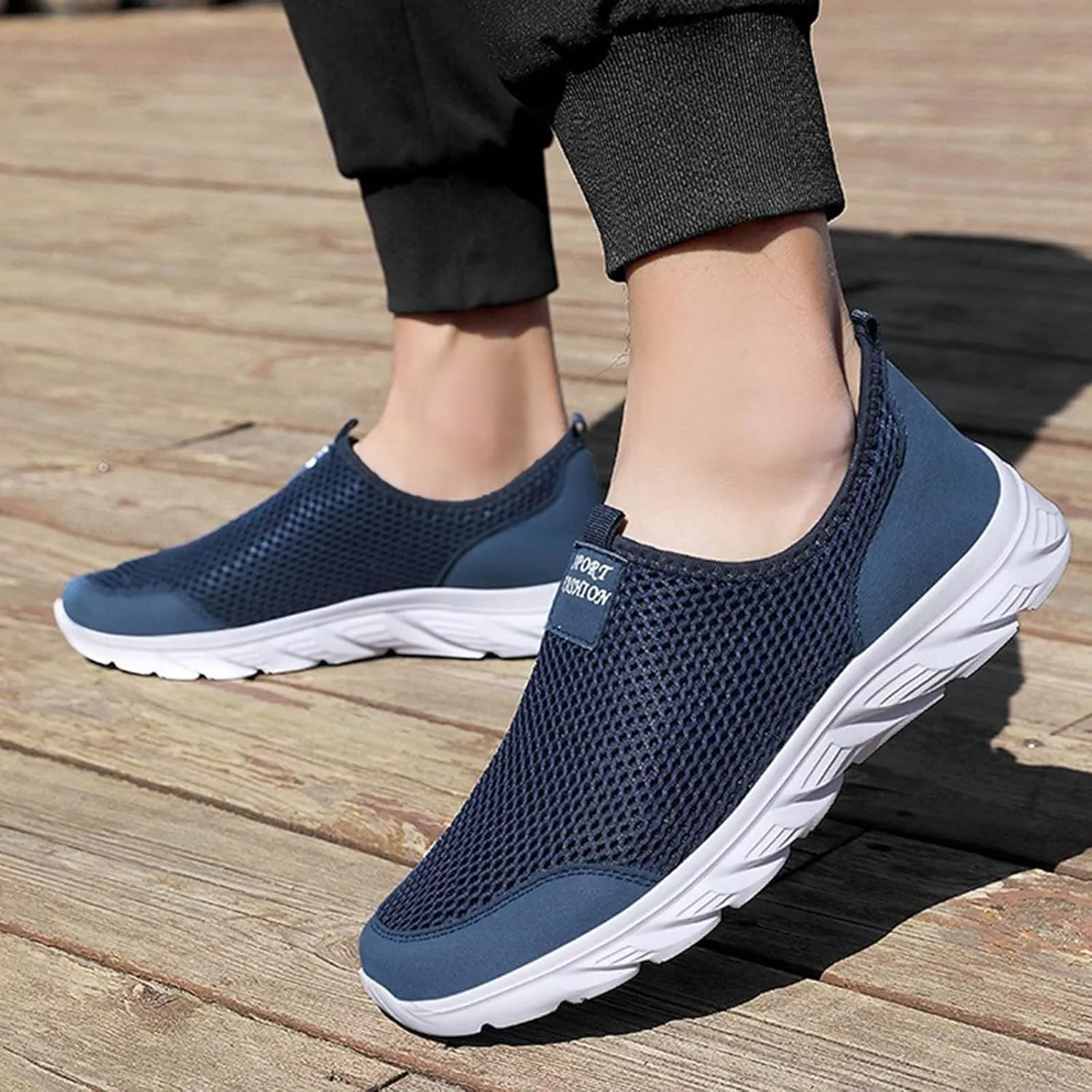 Fashion Sneaker Lace-Up Men's Mesh Foot Covered Breathable Lightweight Travel Slip On Sneakers