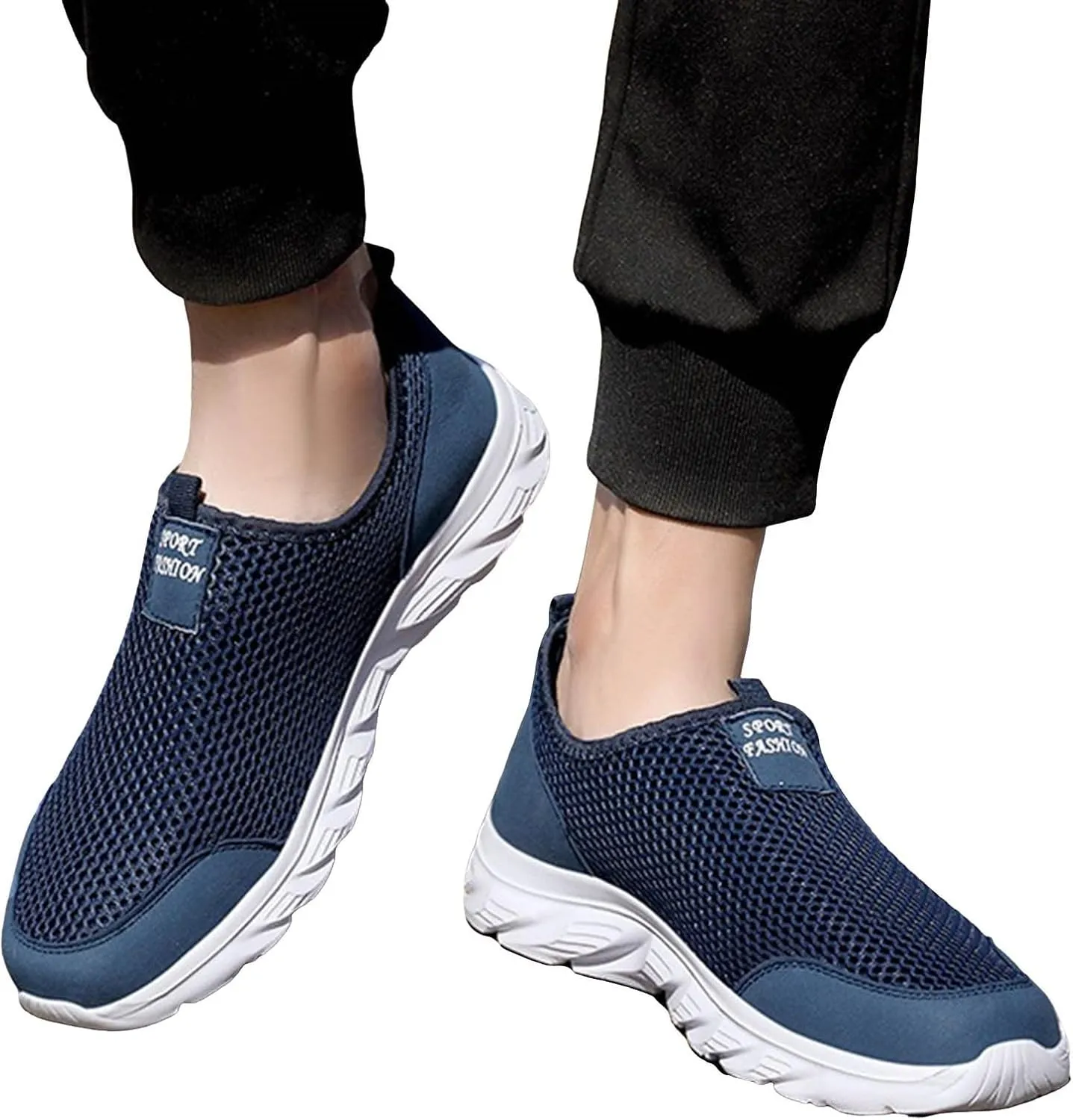 Fashion Sneaker Lace-Up Men's Mesh Foot Covered Breathable Lightweight Travel Slip On Sneakers