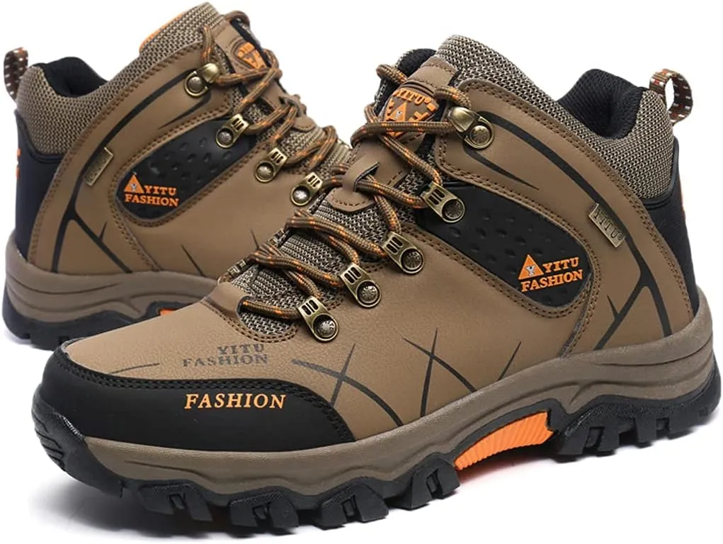 hongrenamz Mens Hiking Waterproof Boots Walking Shoes Lightweight Breathable Hiking Shoes