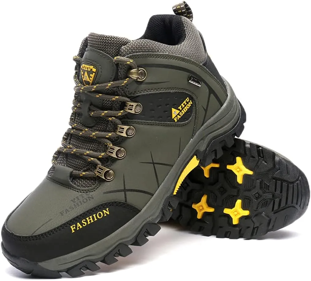 hongrenamz Mens Hiking Waterproof Boots Walking Shoes Lightweight Breathable Hiking Shoes