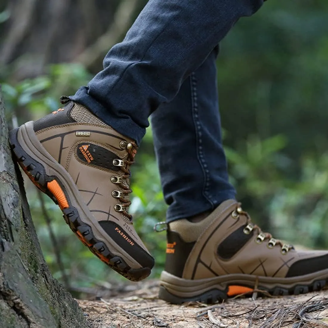 hongrenamz Mens Hiking Waterproof Boots Walking Shoes Lightweight Breathable Hiking Shoes