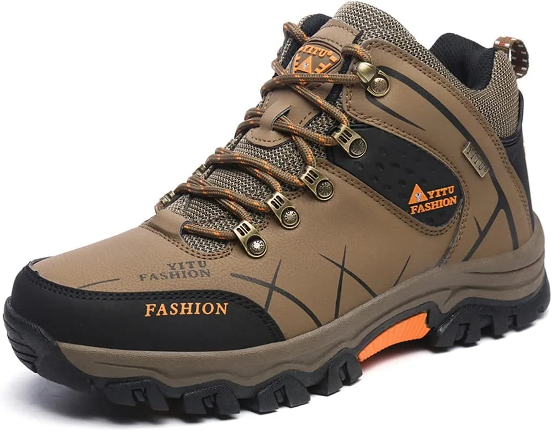 hongrenamz Mens Hiking Waterproof Boots Walking Shoes Lightweight Breathable Hiking Shoes