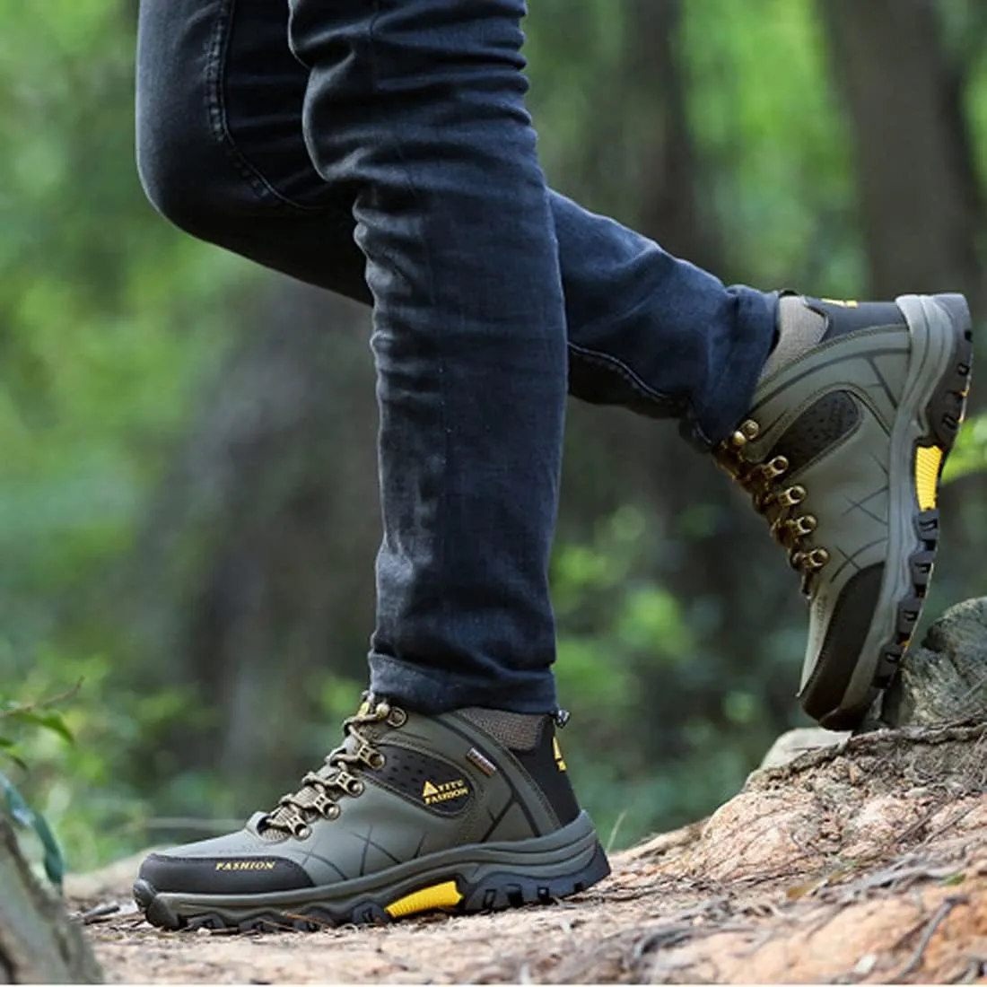 hongrenamz Mens Hiking Waterproof Boots Walking Shoes Lightweight Breathable Hiking Shoes