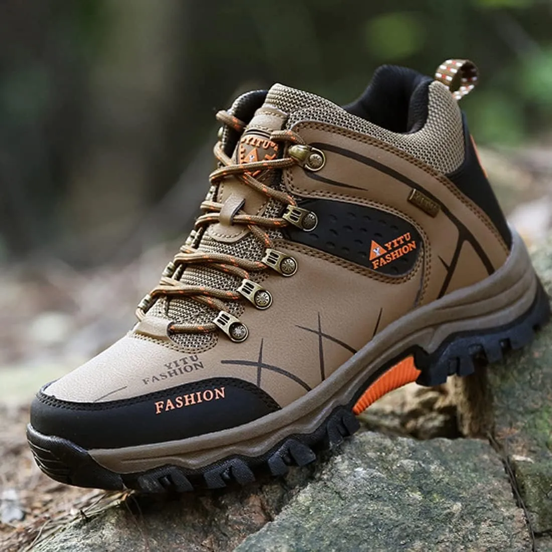 hongrenamz Mens Hiking Waterproof Boots Walking Shoes Lightweight Breathable Hiking Shoes