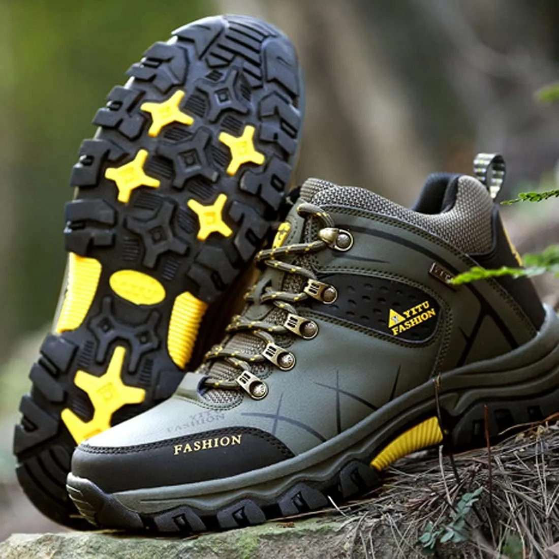 hongrenamz Mens Hiking Waterproof Boots Walking Shoes Lightweight Breathable Hiking Shoes