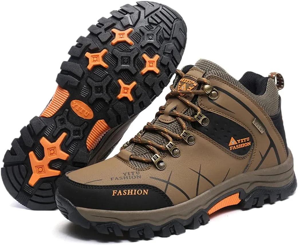 hongrenamz Mens Hiking Waterproof Boots Walking Shoes Lightweight Breathable Hiking Shoes
