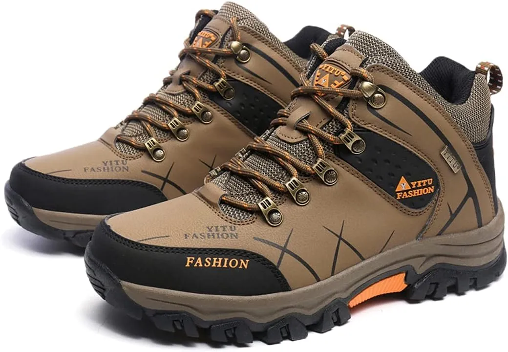 hongrenamz Mens Hiking Waterproof Boots Walking Shoes Lightweight Breathable Hiking Shoes
