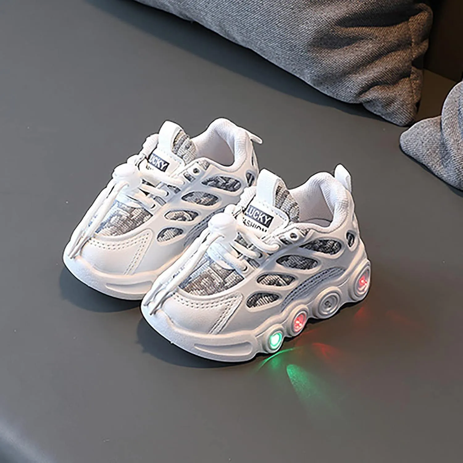 IWIHMIV Girls Tennis Shoes Lightweight Breathable Sports Walking Running Shoe Boy Lace up Running Shoes