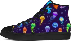 Jellyfish Shoes for Men Women High Top Canvas Sneakers Lace Up Casual Walking Shoes Gifts for Boyfriend Girlfriend