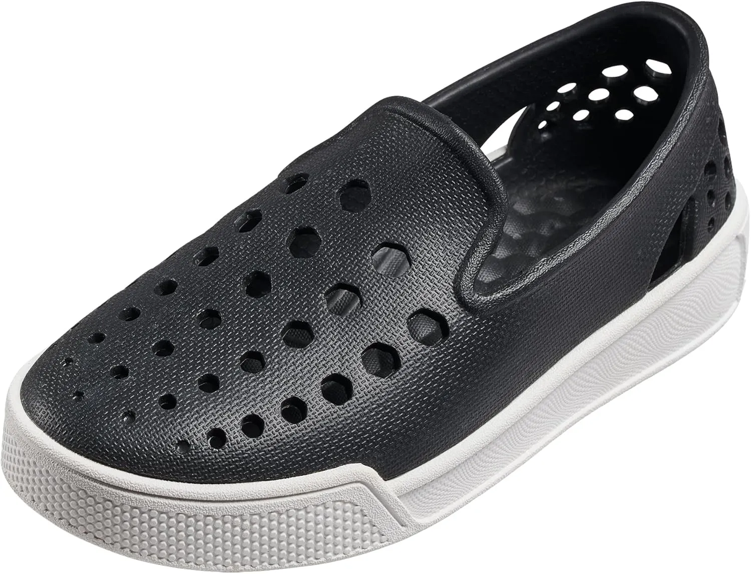Joybees Kids Skate Sneakers, Childrens Slip-On Water Shoes for The Beach, Pool, Water Friendly and Breathable, Black/White, Junior 3