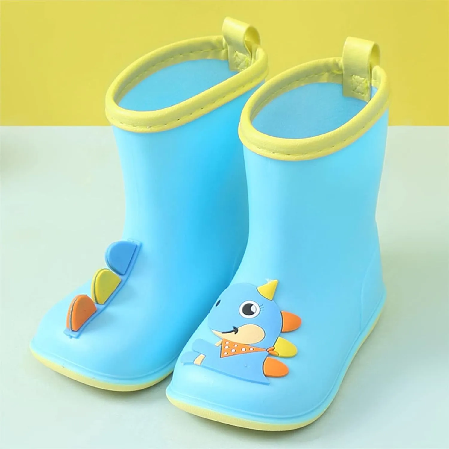 Kids Dinosaur Rain Boots for Boys Girls Mud Boots Waterproof Toddler Lightweight Rainboots with Easy-On Handles