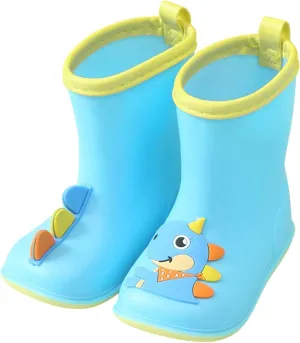 Kids Dinosaur Rain Boots for Boys Girls Mud Boots Waterproof Toddler Lightweight Rainboots with Easy-On Handles