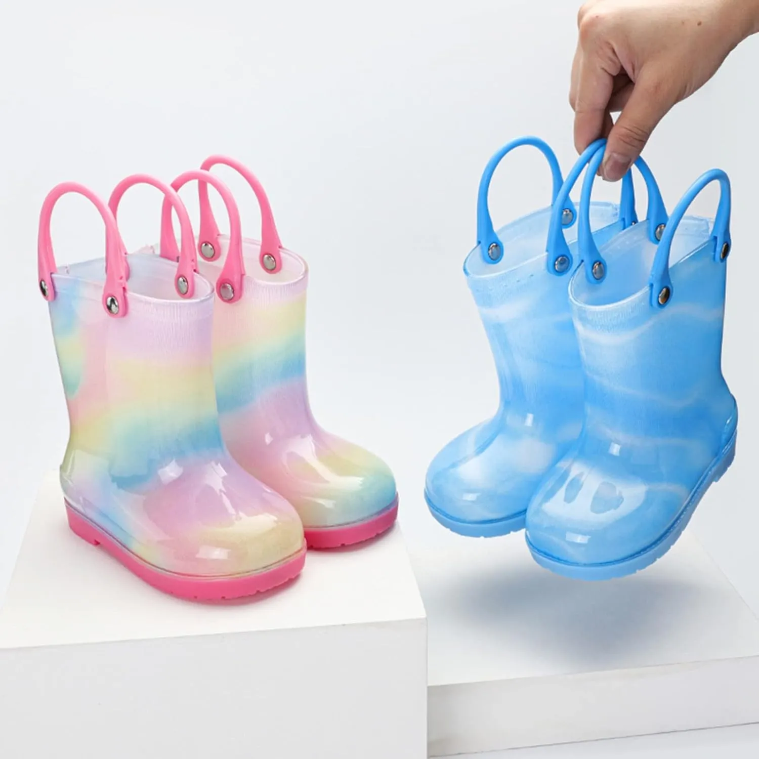 Kids Rain Boots Cartoon Bow Rainbow Rain Boots Girls Infant Rain Water Fashion Casual Boots Girl Ankle Boots
