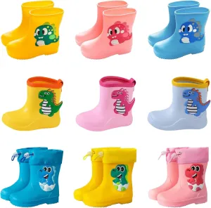 Kids Rain Boots for Baby Girls Boys Toddler Lightweight Waterproof Anti-Slip Shoes Rubber Cute Dinosaur Print