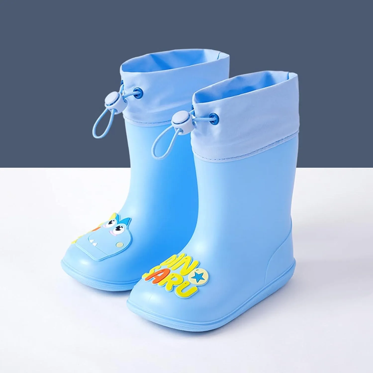 Kids Rain Boots for Boys Girls Waterproof Cute Dinosaur Rain Shoes Toddler Non Slip Easy-On Rubber Toddler Apparel