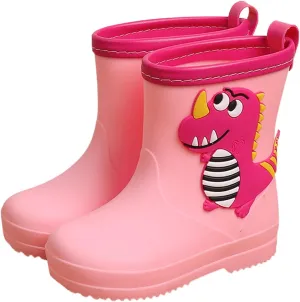 Kids Rain Boots for Girls Boys Toddler Waterproof Cute Cartoon Dinosaur Rain Shoes with Anti Slip Rubber Sole