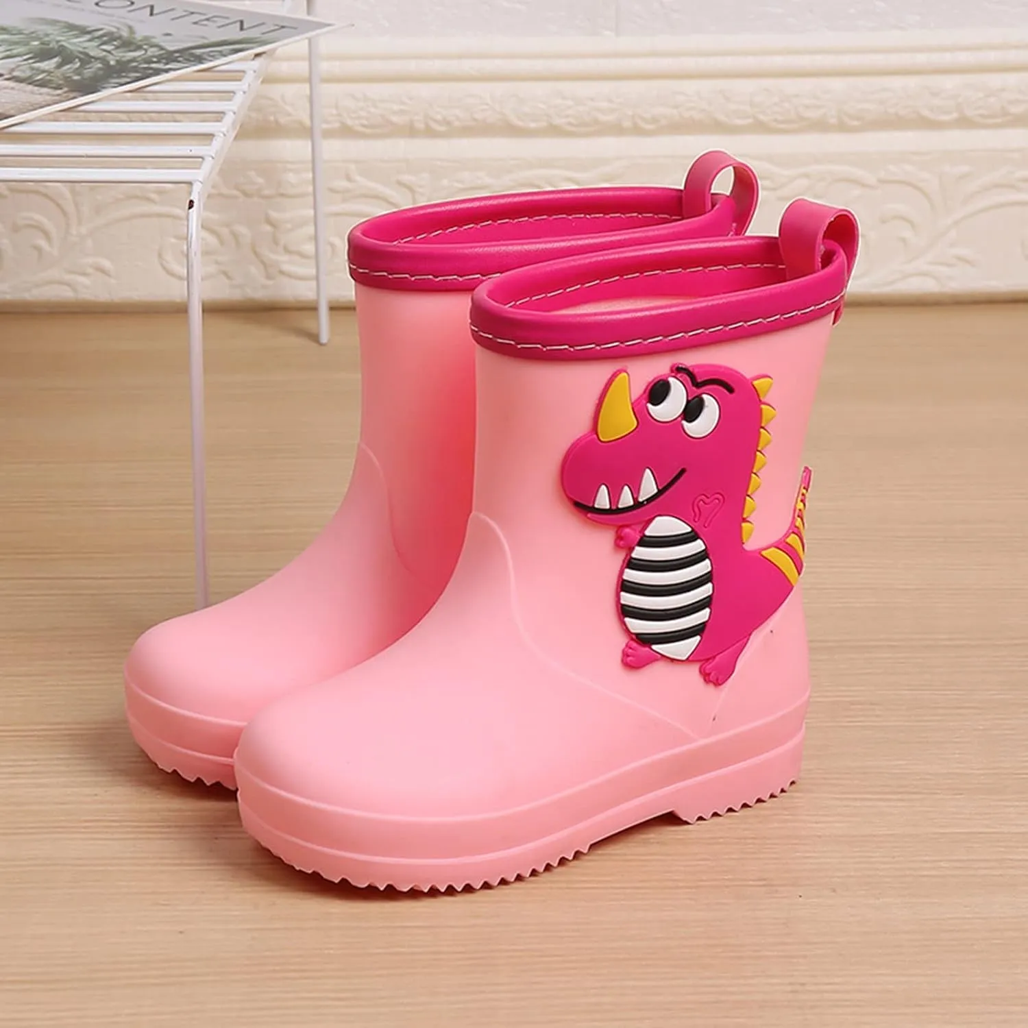 Kids Rain Boots for Girls Boys Toddler Waterproof Cute Cartoon Dinosaur Rain Shoes with Anti Slip Rubber Sole