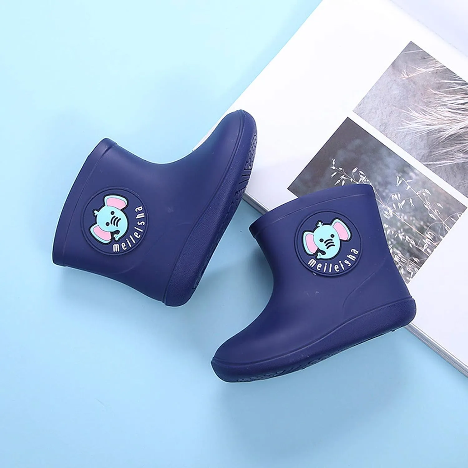 Kids Short Rain Boot For Boys Cartoon Non-Slip Lightweight Insulated Mud Boots Rubber Boots For Girls Waterproof