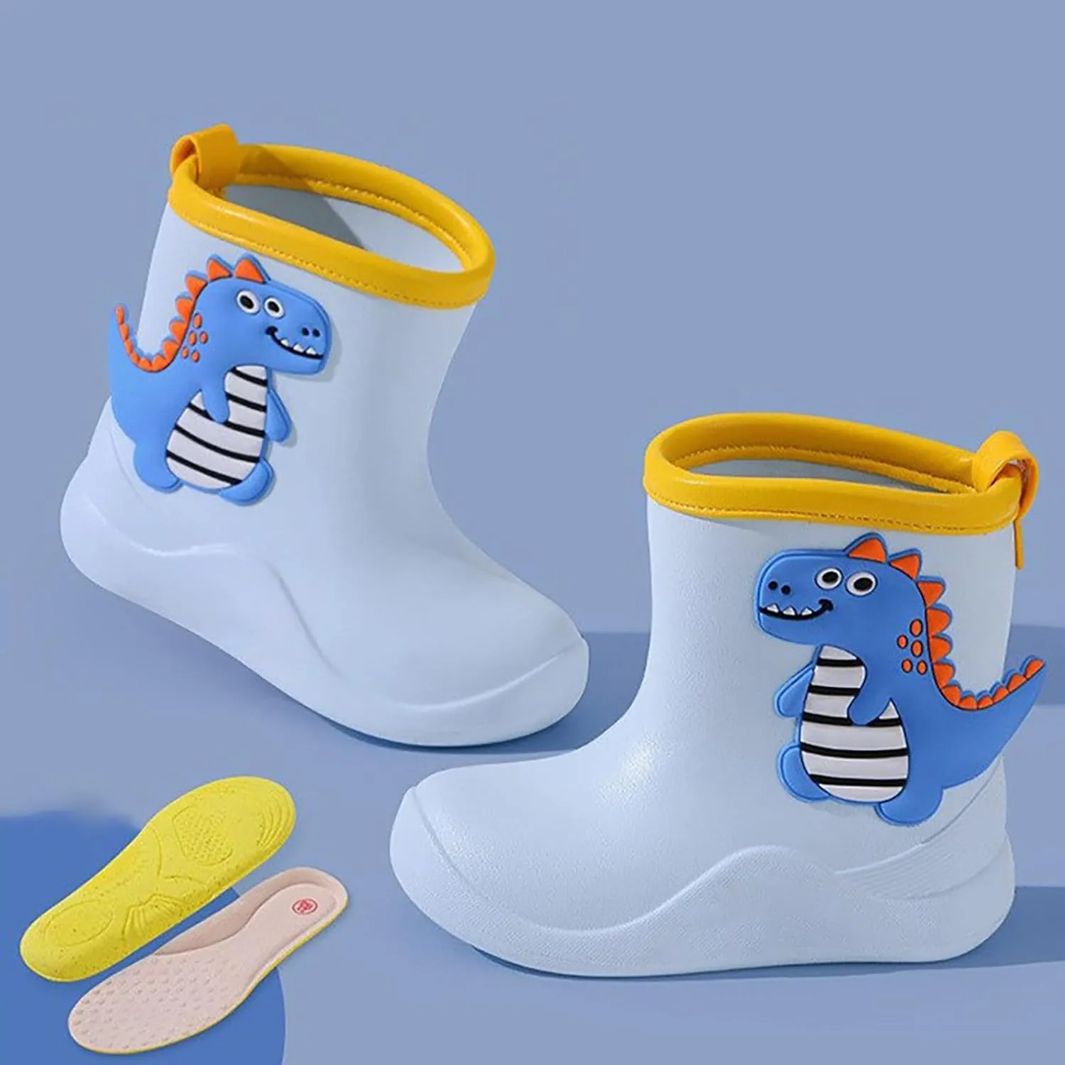 Kids Toddler Rain Boots for Girls Boys Waterproof Rain Shoes Patterns and Glitter Boot with Easy On Handles