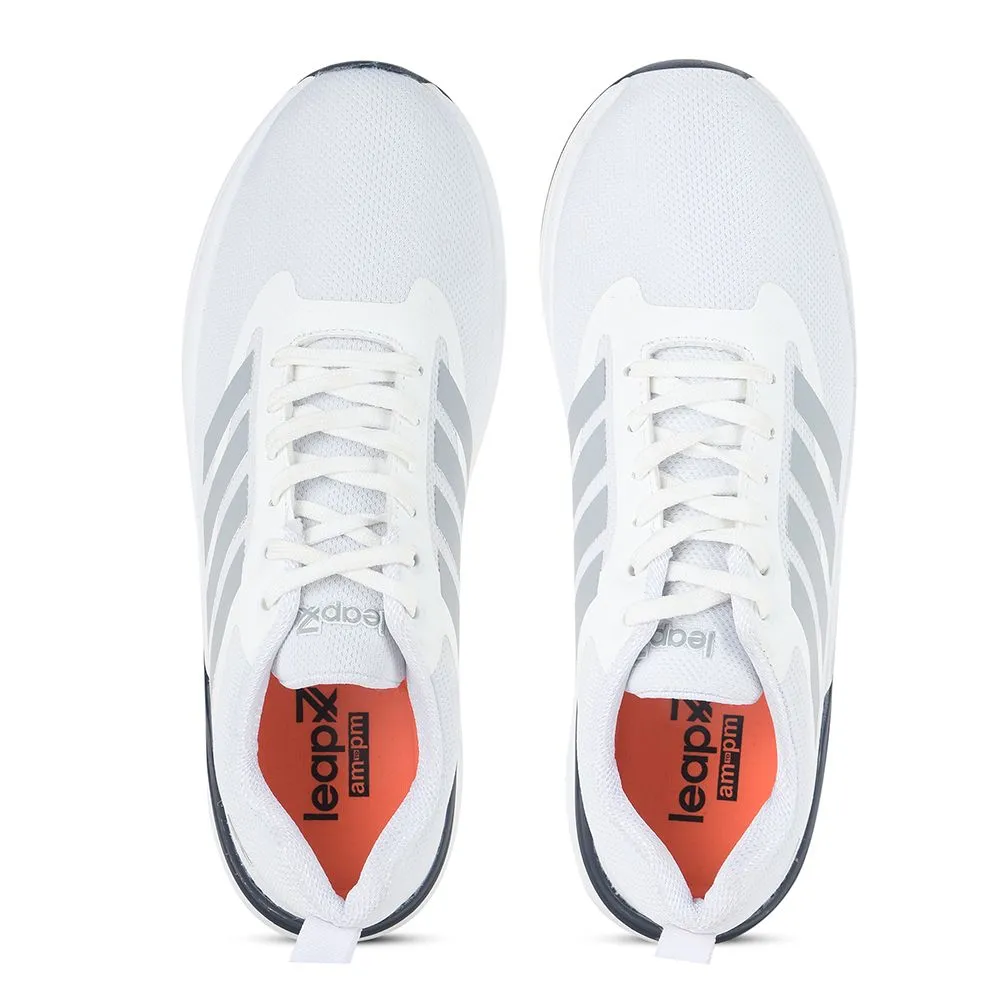 Leap7x White Sports Lacing Running Shoes For Men CAPSICO-1 By Liberty