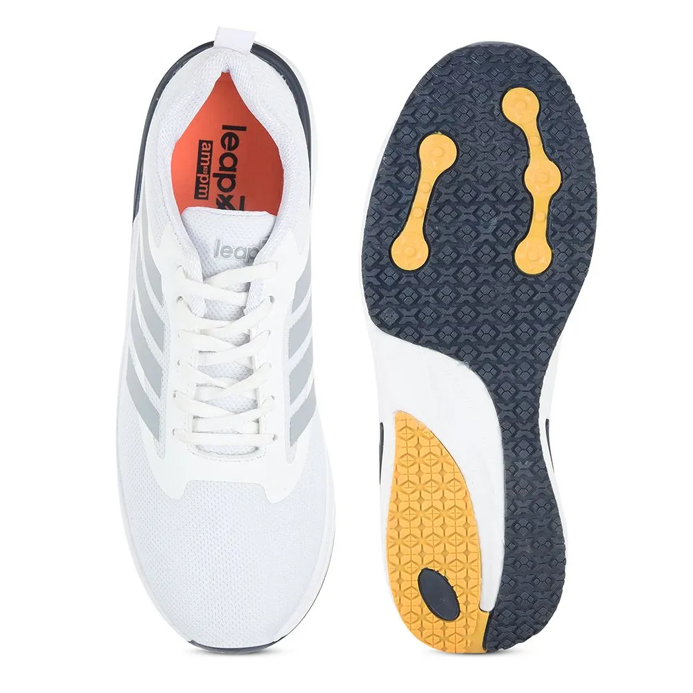 Leap7x White Sports Lacing Running Shoes For Men CAPSICO-1 By Liberty