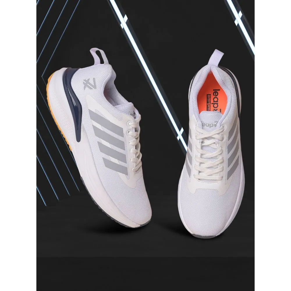 Leap7x White Sports Lacing Running Shoes For Men CAPSICO-1 By Liberty