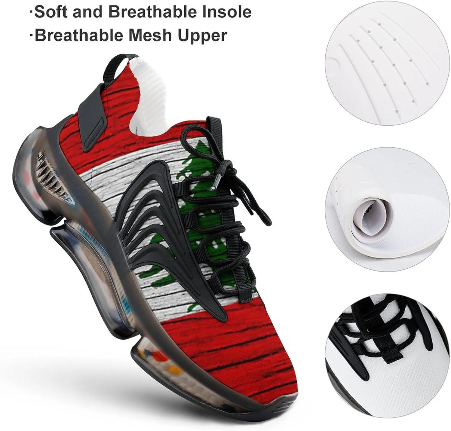 Lebanon Wood Texture Lebanese Walking Shoes for Men Lightweight Tennis Fashion Elastic Sports Shoes Cushion Basketball Shoes