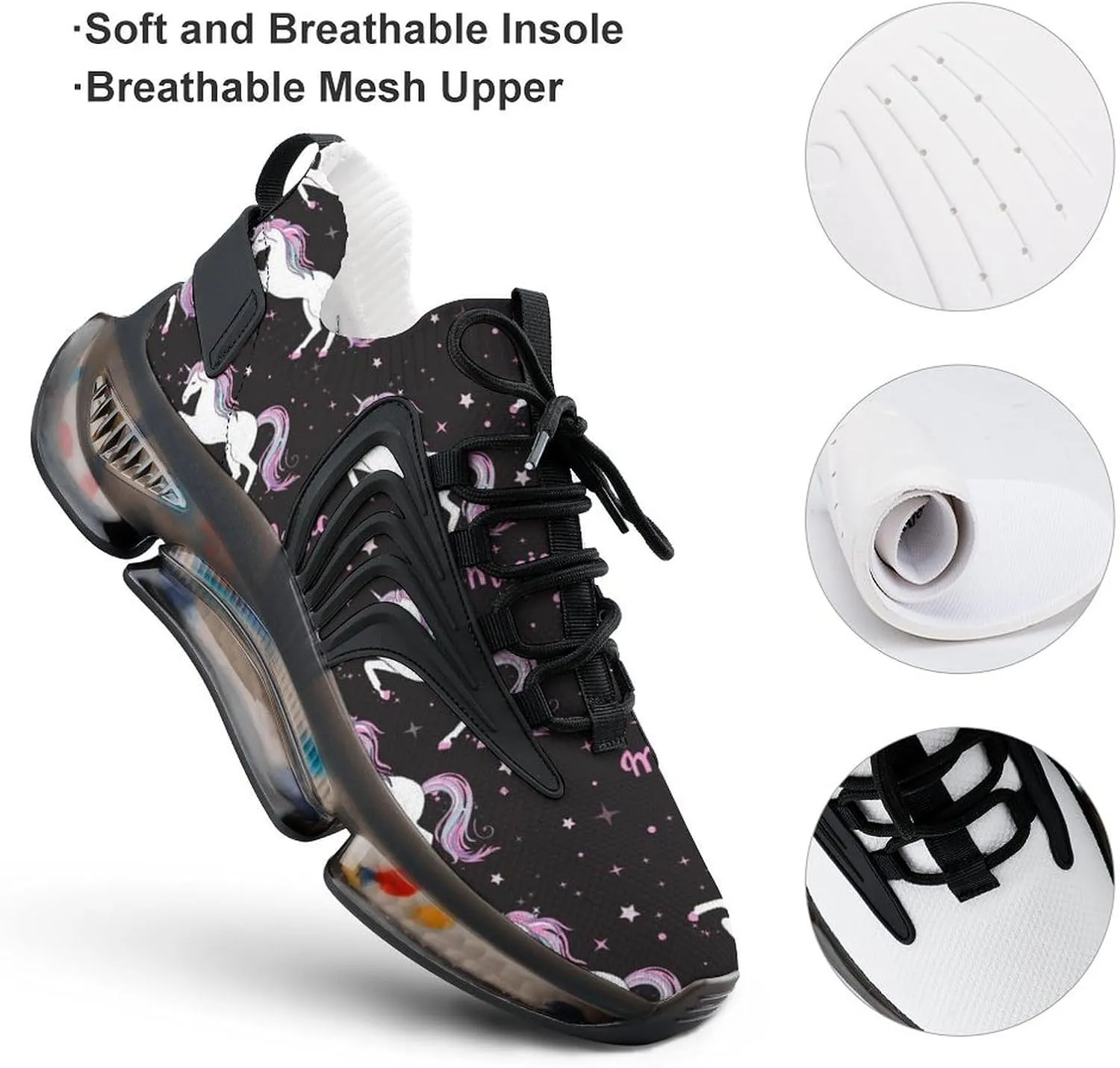 Magic Unicorrn Walking Shoes for Men Lightweight Tennis Fashion Elastic Sports Shoes Cushion Basketball Shoes