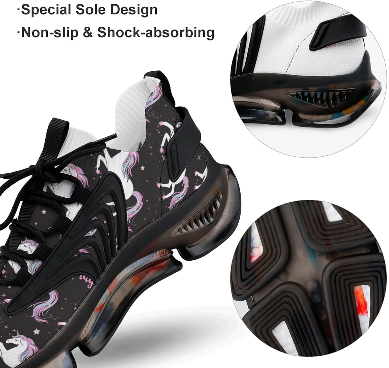 Magic Unicorrn Walking Shoes for Men Lightweight Tennis Fashion Elastic Sports Shoes Cushion Basketball Shoes