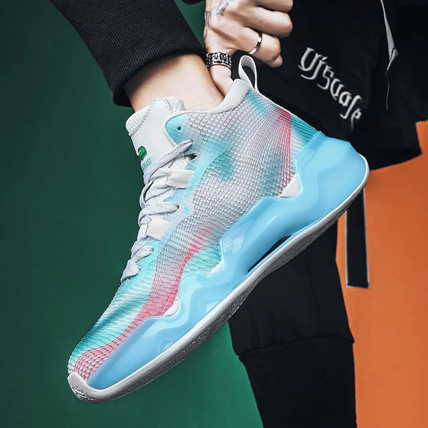 Men's and Women's Lace Up Basketball Shoes Comfortable and Breathable Sports Shoes Anti Slip and Wear-Resistant Outdoor Shoes Sports and Fitness Training Shoes Short Distance Running Shoes
