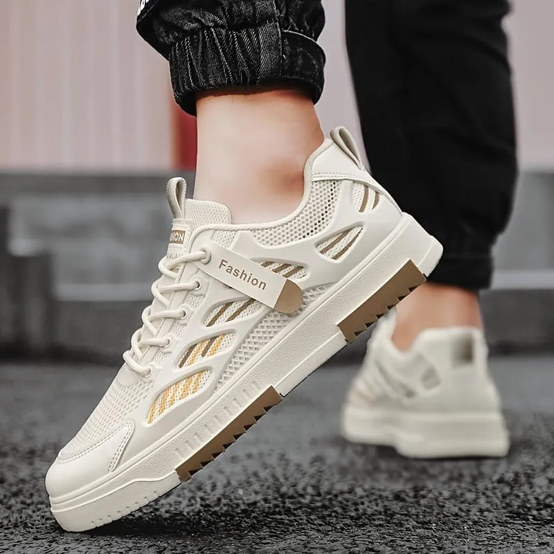 Men's Breathable Mesh Casual Skateboarding Shoes, Fashion Sneakers for Spring Summer