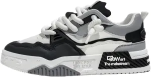 Men's Easily Wiped Clean Skate Shoes with Good Grip, Breathable Lace-up Sneakers, Men's Footwear