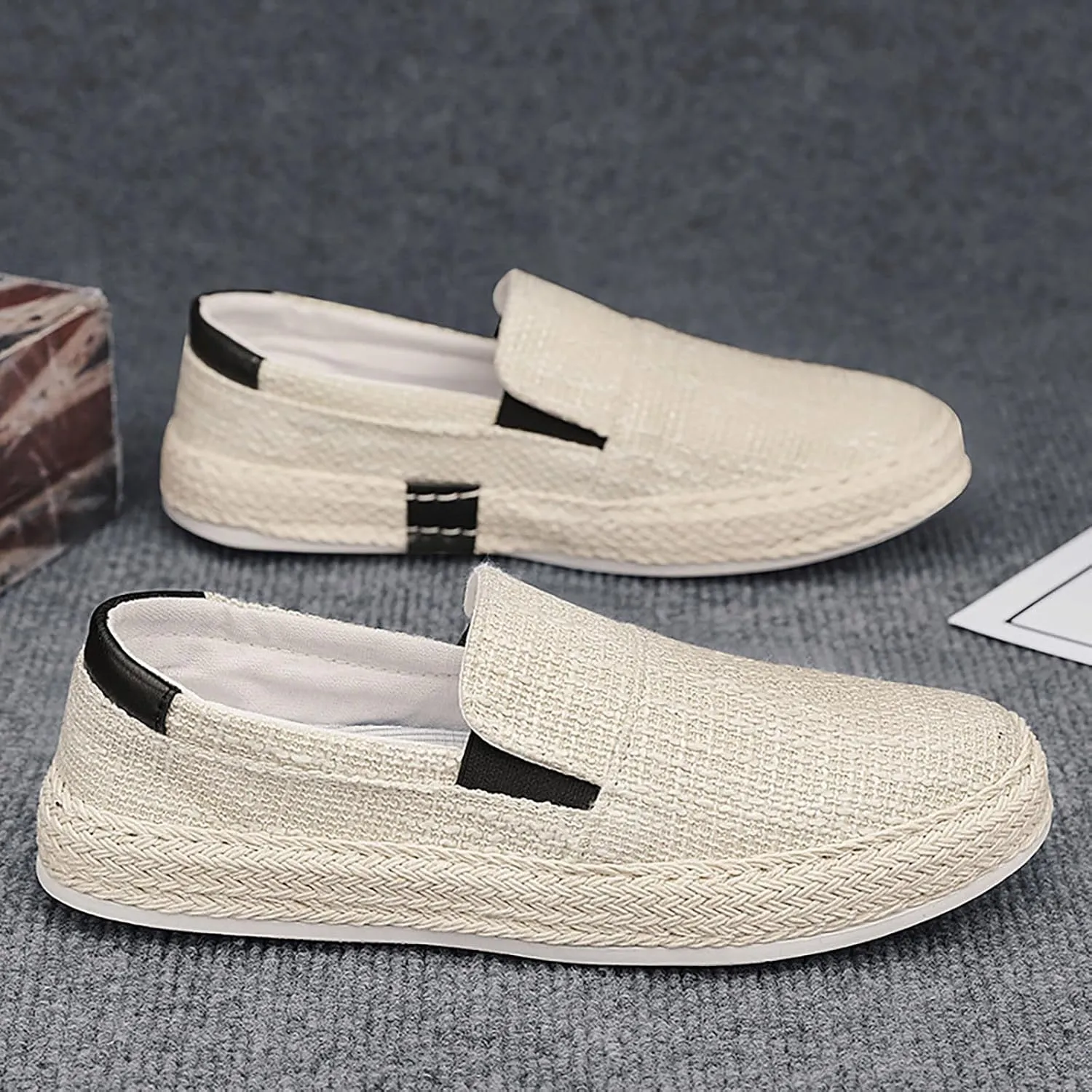 Men's Fashion Canvas Loafer Casual Cloth Shoes Canvas Slip-on Loafers Espadrille Walking Sneakers Moccasins Boat Shoes Lightweight Comfortable Walking Shoes