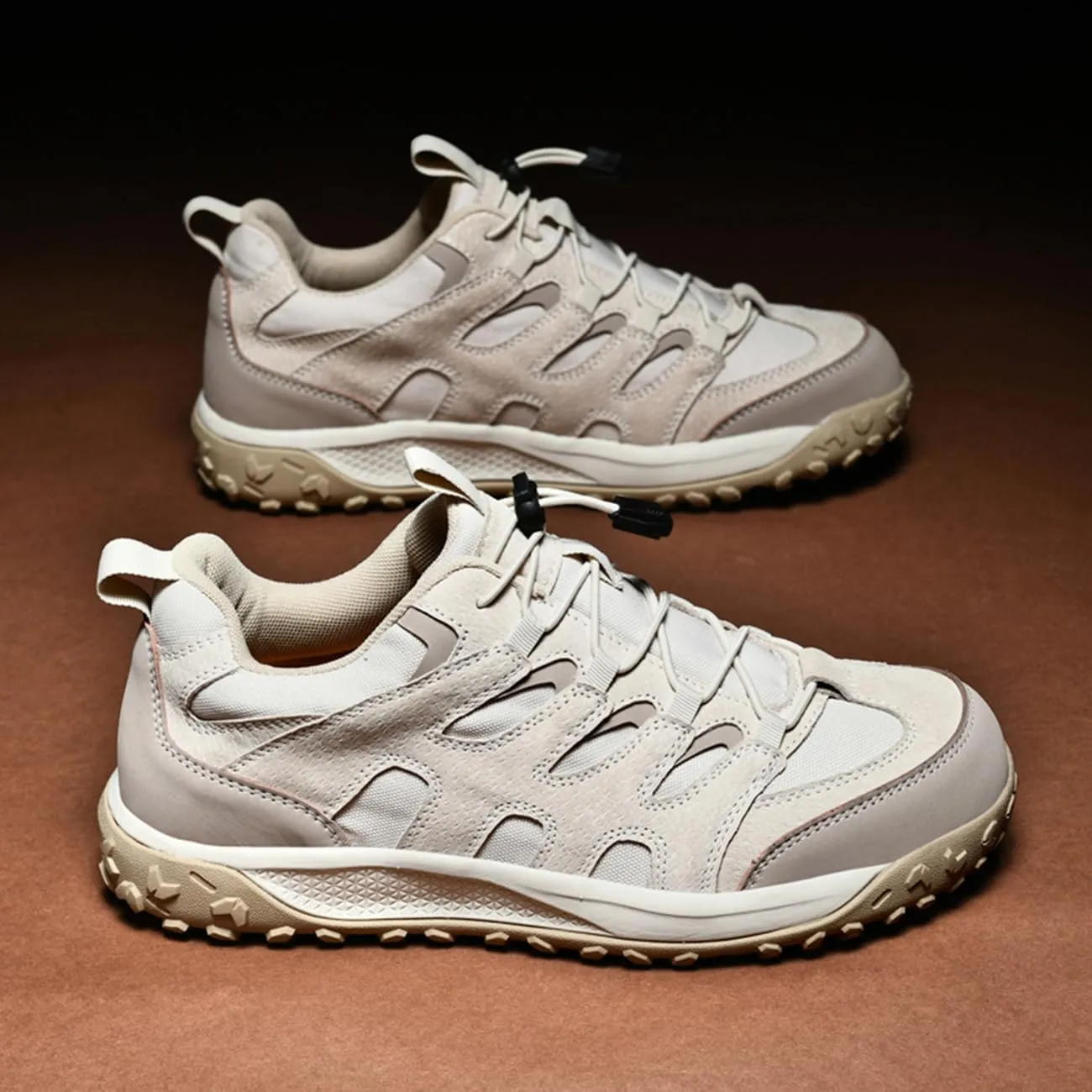Mens Hiking Shoes Breathable Lightweight Leather Hiking Boots Fashion Lace up Shoes