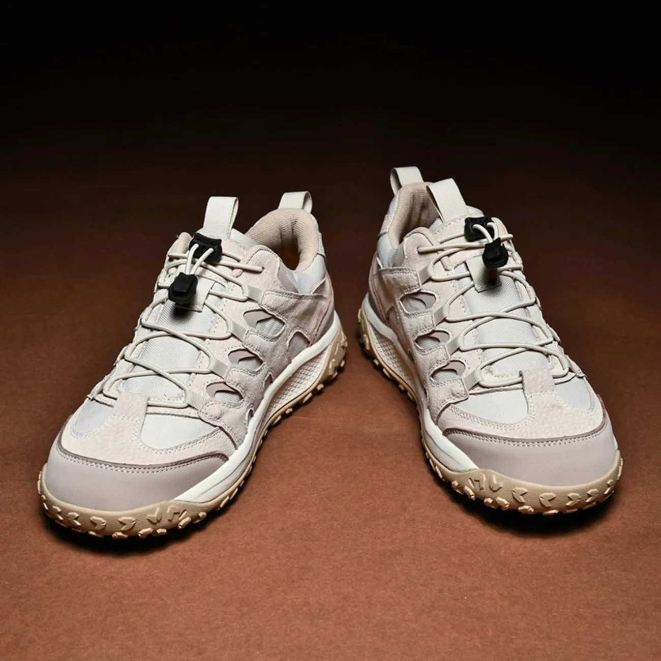 Mens Hiking Shoes Breathable Lightweight Leather Hiking Boots Fashion Lace up Shoes