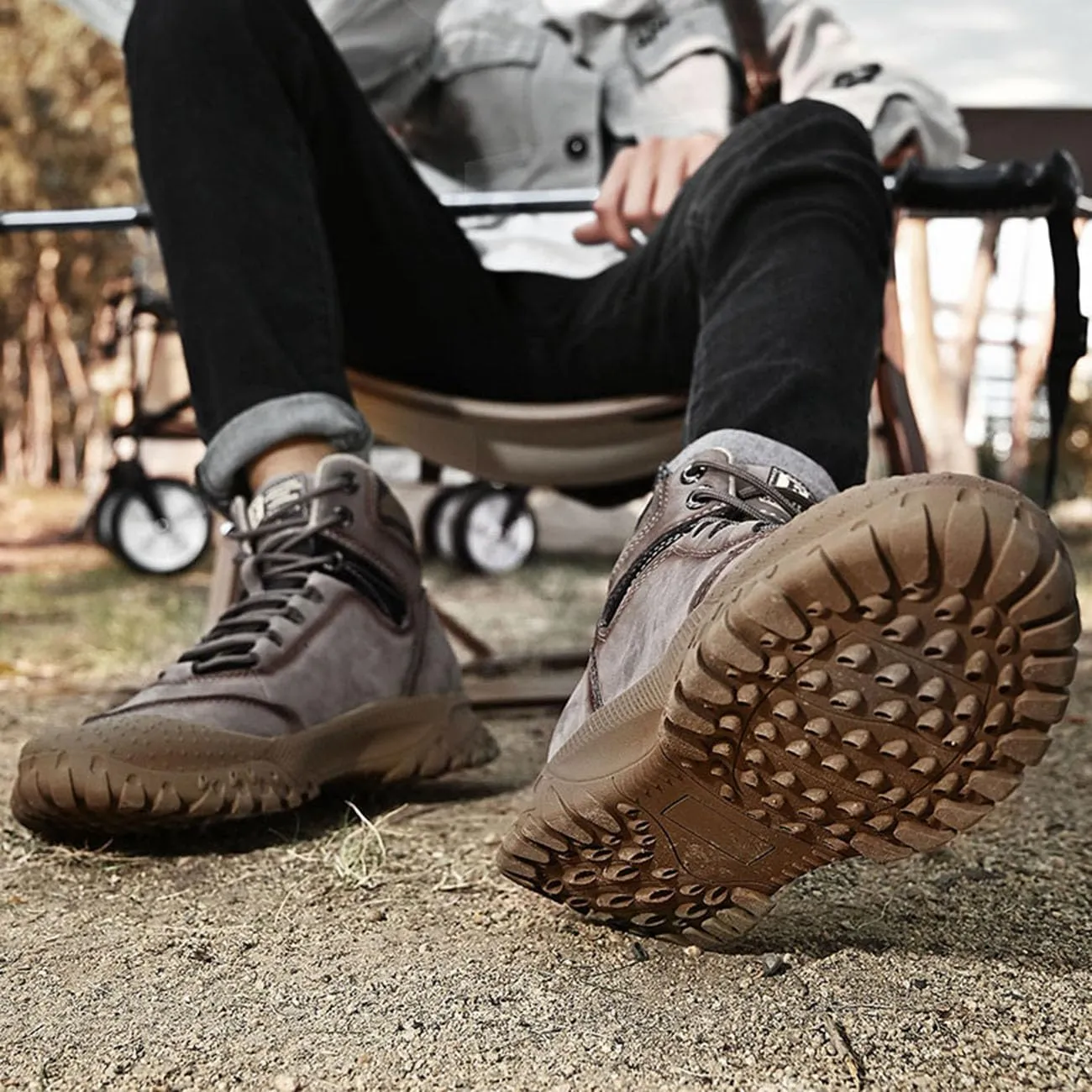 Mens Hiking Shoes Breathable Lightweight Leather Hiking Boots Fashion Training Trekking Shoes
