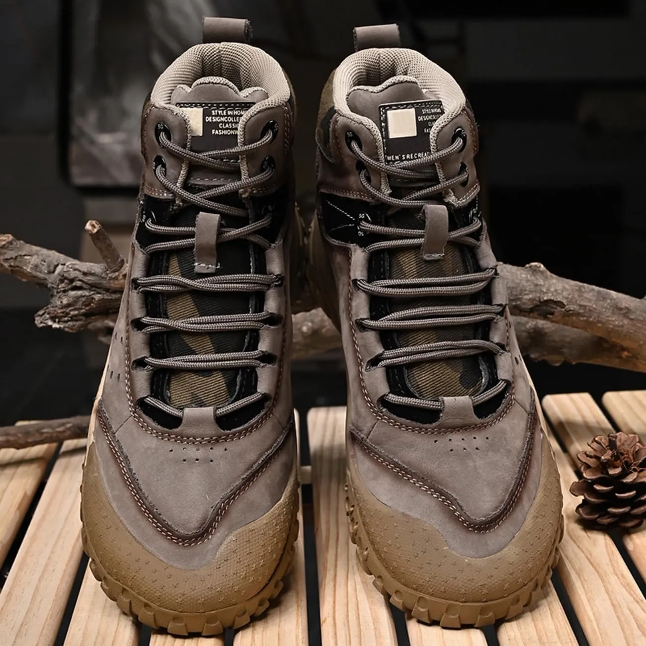 Mens Hiking Shoes Breathable Lightweight Leather Hiking Boots Fashion Training Trekking Shoes