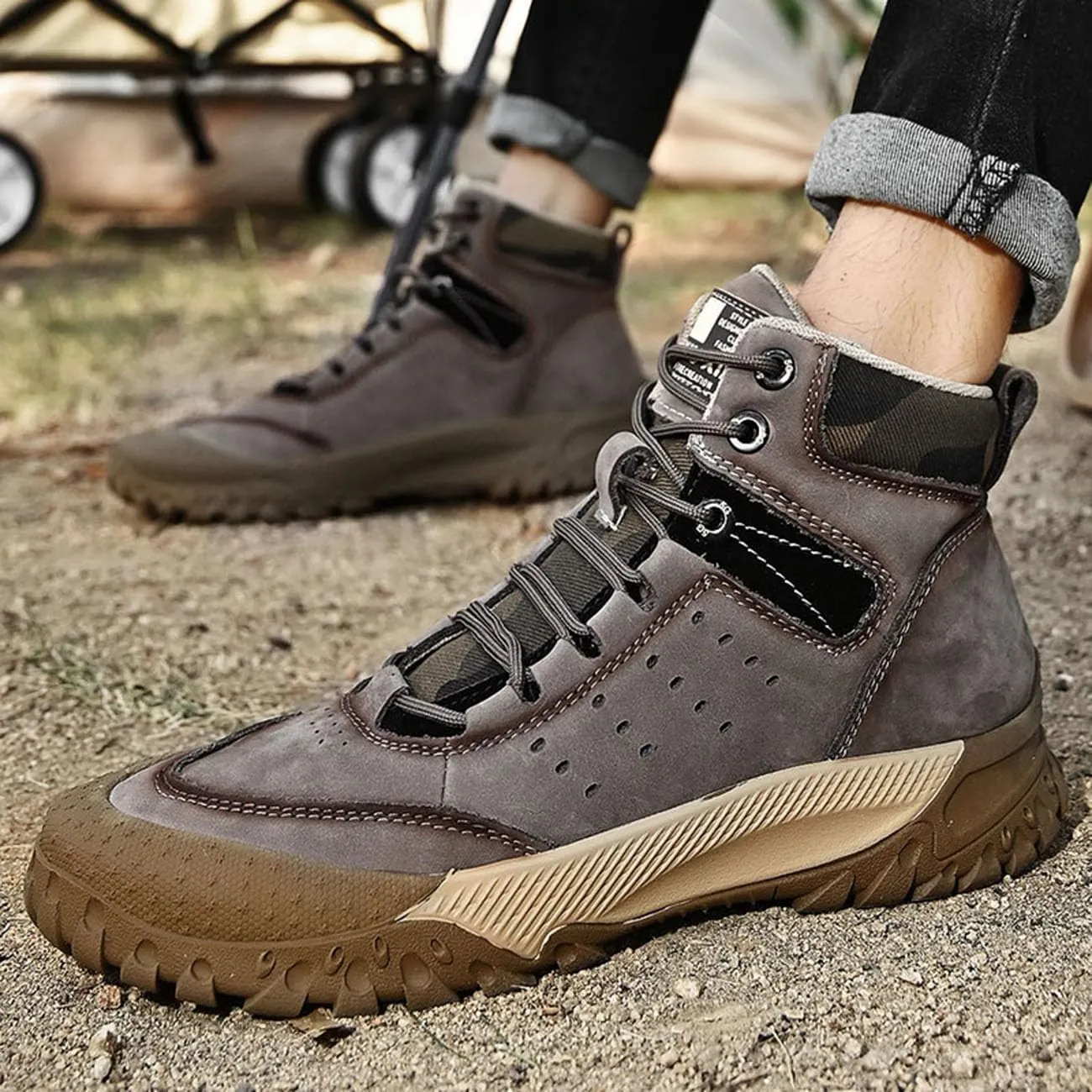 Mens Hiking Shoes Breathable Lightweight Leather Hiking Boots Fashion Training Trekking Shoes
