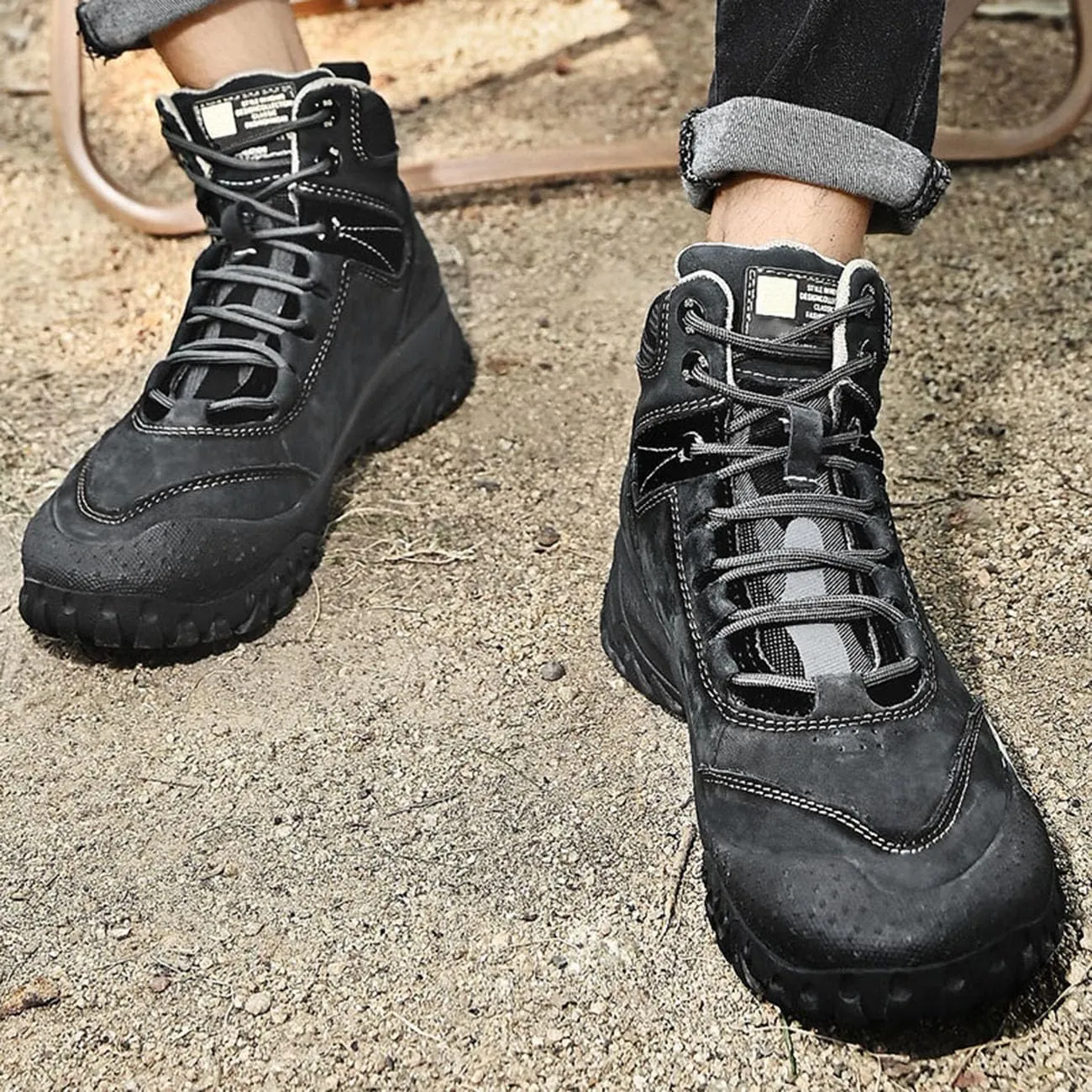Mens Hiking Shoes Breathable Lightweight Leather Hiking Boots Fashion Training Trekking Shoes