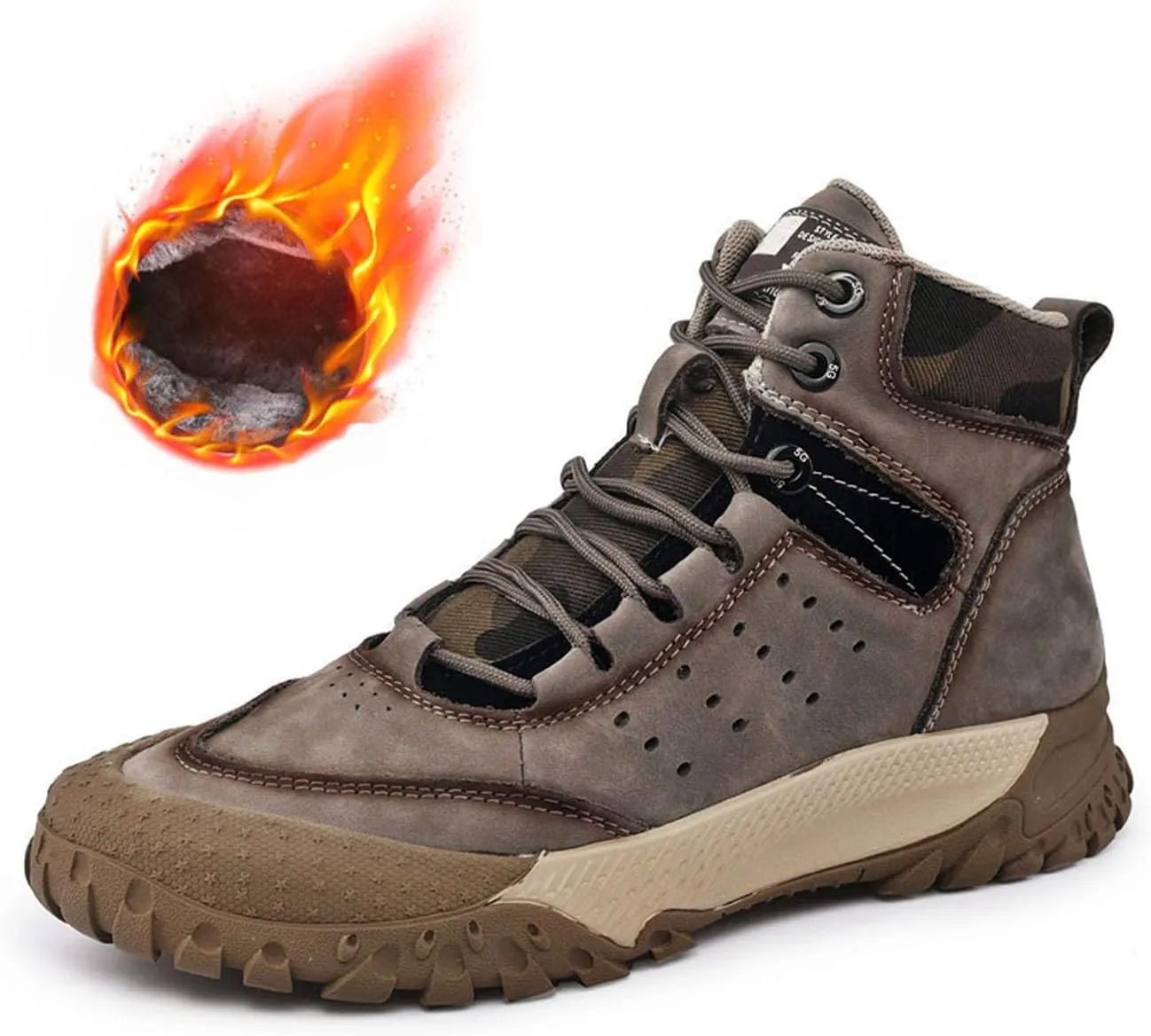 Mens Hiking Shoes Breathable Lightweight Leather Hiking Boots Fashion Training Trekking Shoes