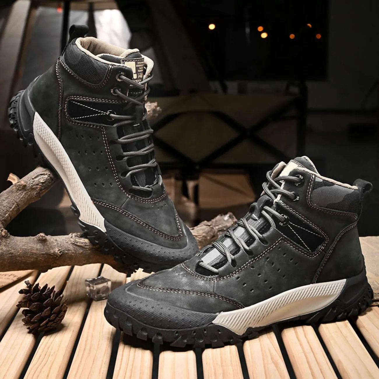 Mens Hiking Shoes Breathable Lightweight Leather Hiking Boots Fashion Training Trekking Shoes
