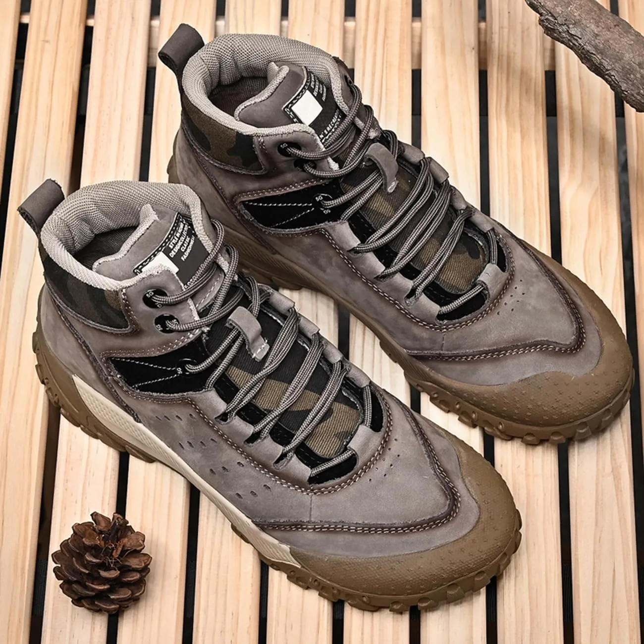 Mens Hiking Shoes Breathable Lightweight Leather Hiking Boots Fashion Training Trekking Shoes