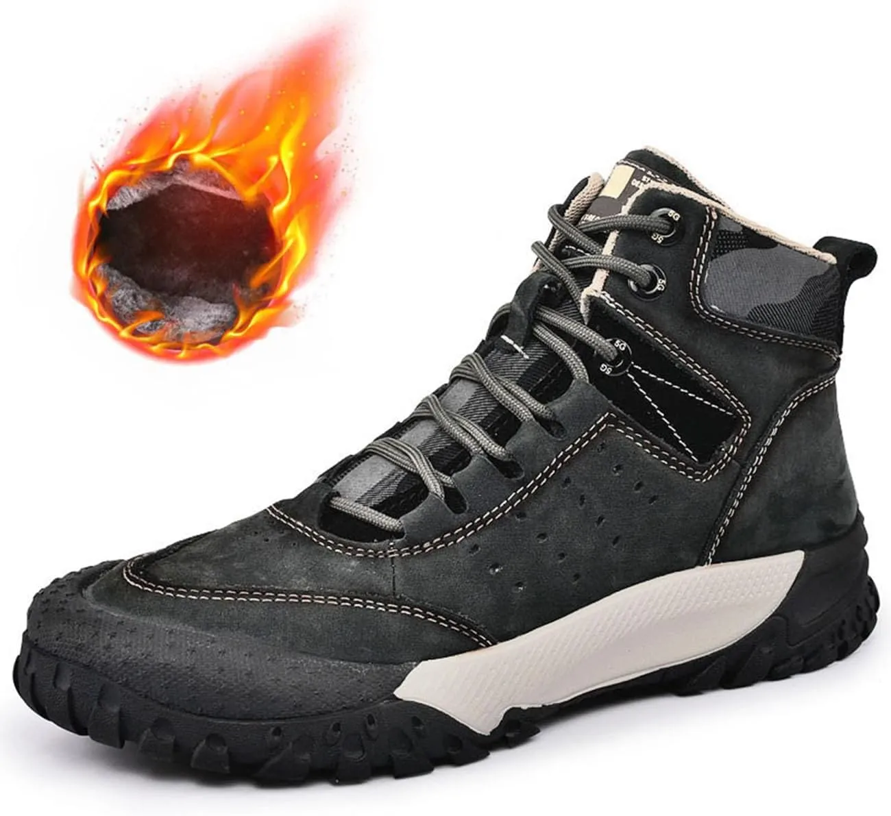 Mens Hiking Shoes Breathable Lightweight Leather Hiking Boots Fashion Training Trekking Shoes