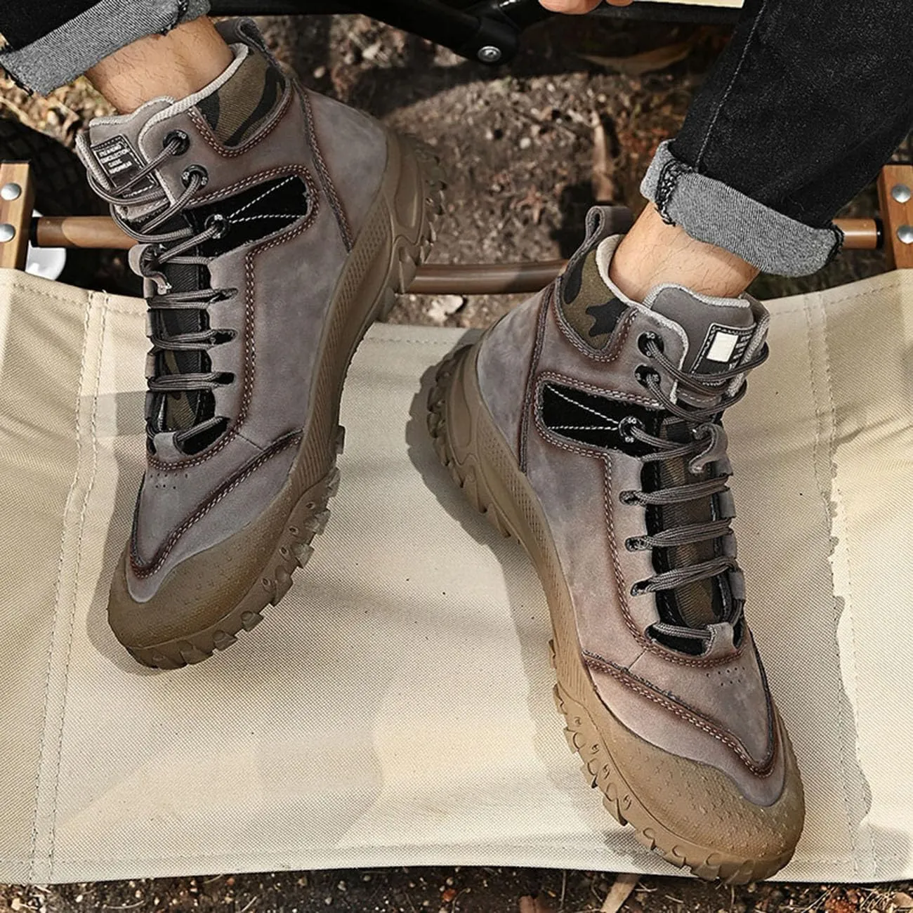 Mens Hiking Shoes Breathable Lightweight Leather Hiking Boots Fashion Training Trekking Shoes