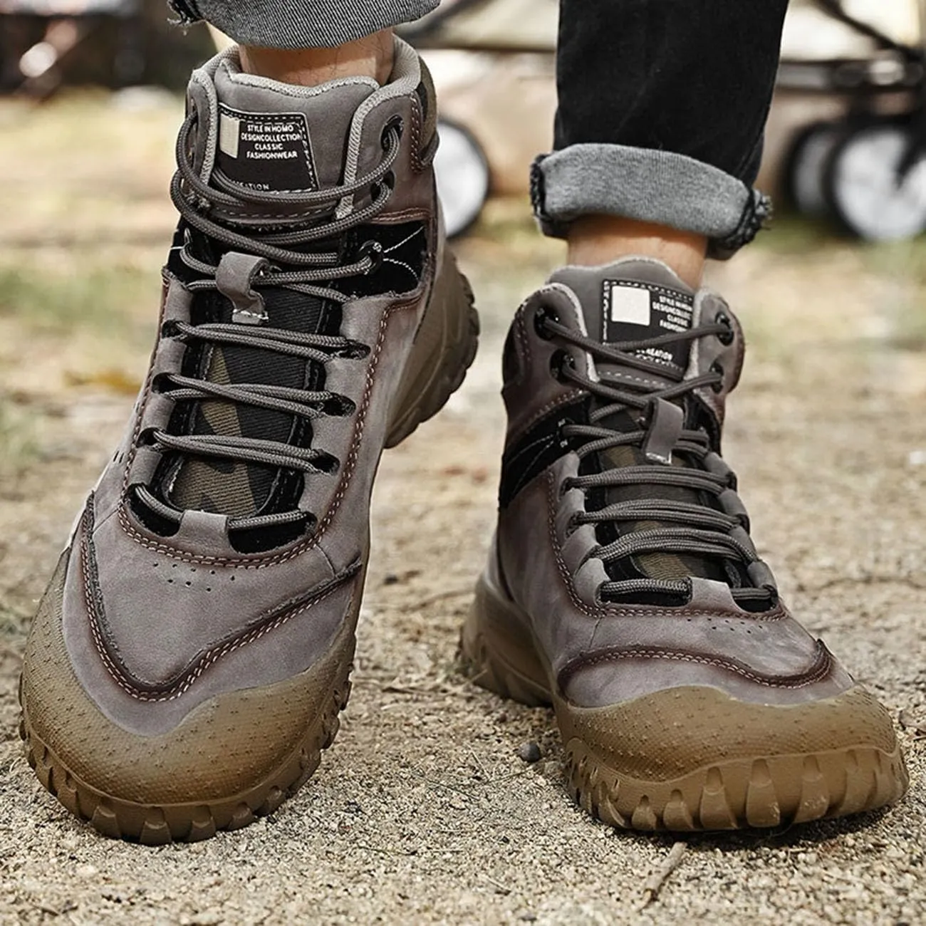 Mens Hiking Shoes Breathable Lightweight Leather Hiking Boots Fashion Training Trekking Shoes