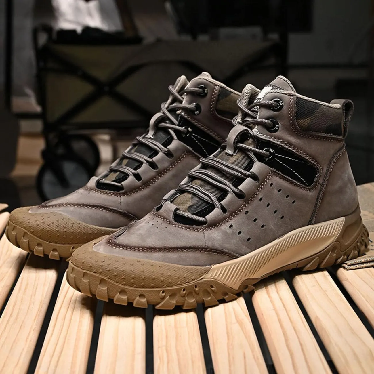 Mens Hiking Shoes Breathable Lightweight Leather Hiking Boots Fashion Training Trekking Shoes