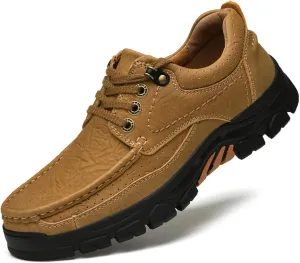 Men's Hiking Waterproof Leather Outdoor Breathable Walking Casual Work Shoes Camping Hiking Shoes