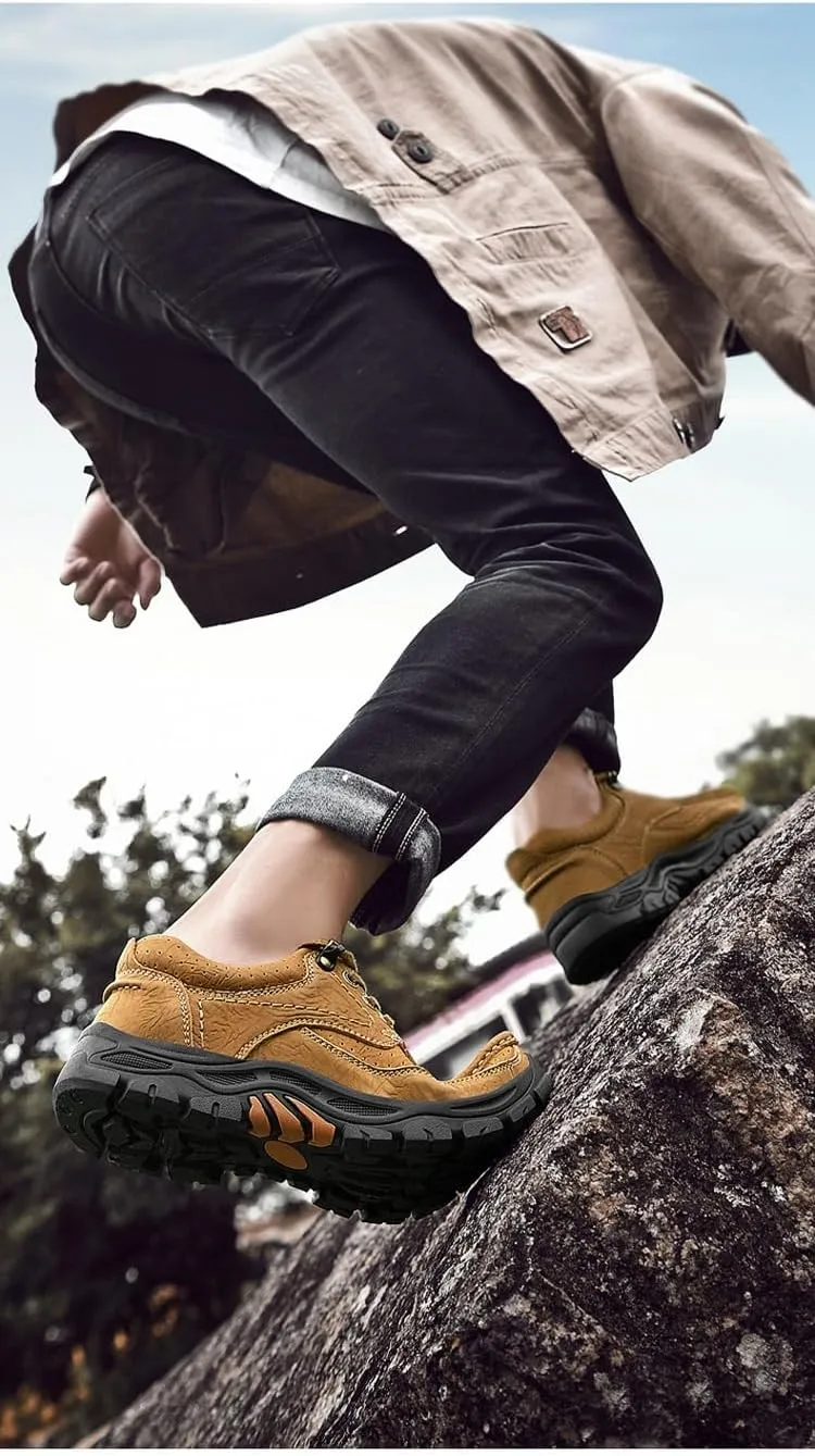 Men's Hiking Waterproof Leather Outdoor Breathable Walking Casual Work Shoes Camping Hiking Shoes